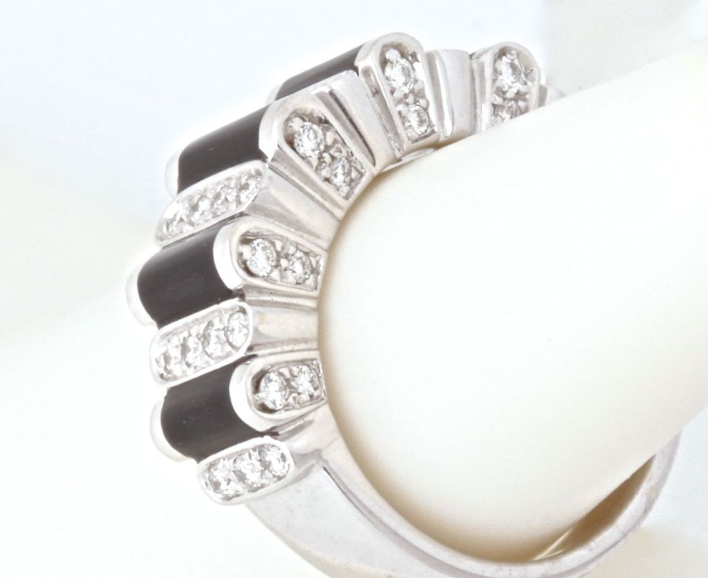 ASPREY White Gold Diamond Onyx Ring For Sale 2