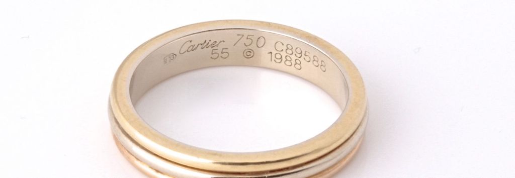 Contemporary CARTIER White, Yellow Pink Gold Band Ring For Sale