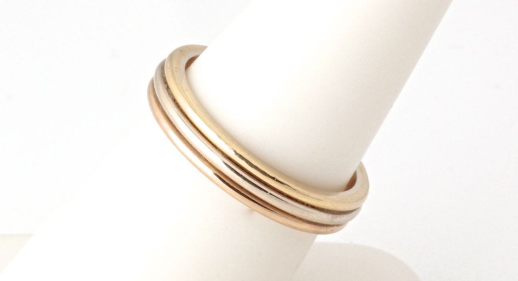 Women's or Men's CARTIER White, Yellow Pink Gold Band Ring For Sale