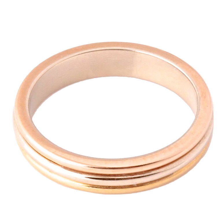 CARTIER White, Yellow Pink Gold Band Ring For Sale