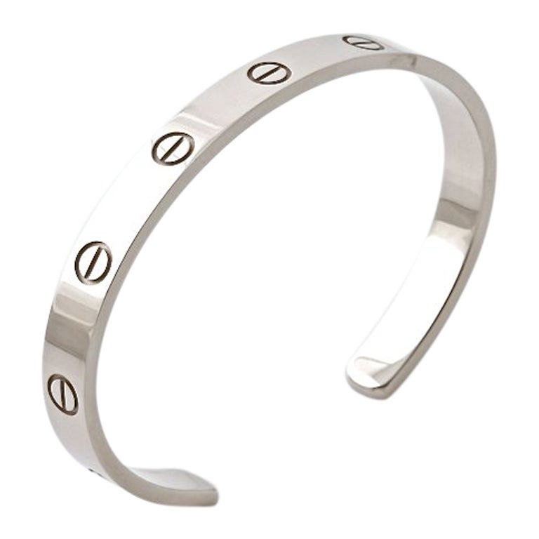 CARTIER White Gold LOVE Cuff Bracelet Size 17