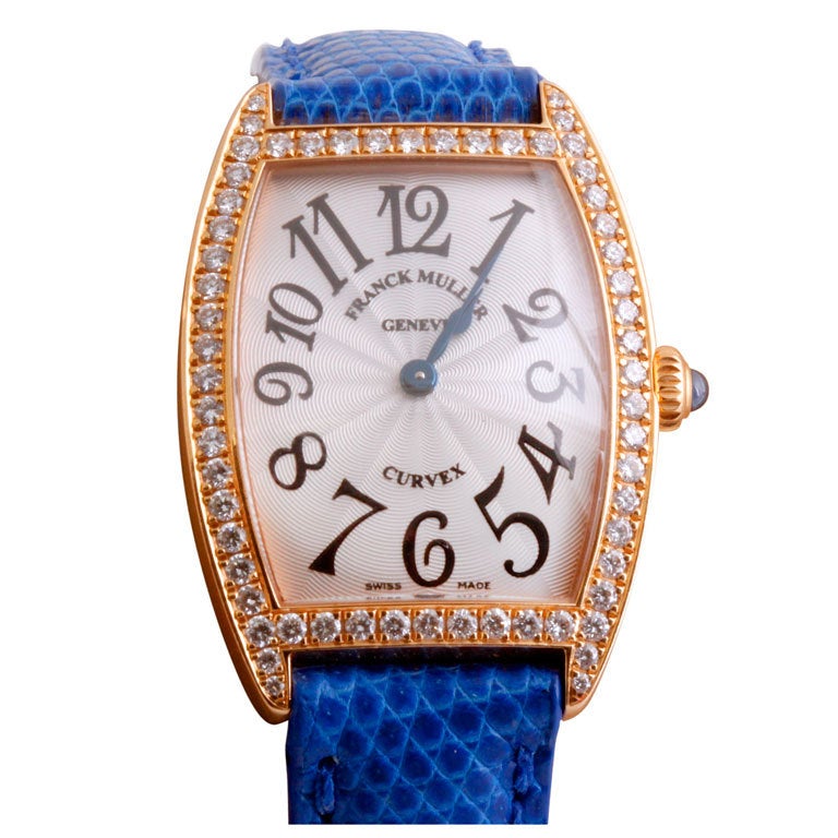 FRANCK MULLER Lady's Yellow Gold and Diamond Cintree Curvex Wristwatch For Sale