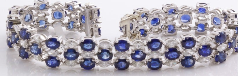 Blue Sapphire Diamond White Gold Bracelet 1