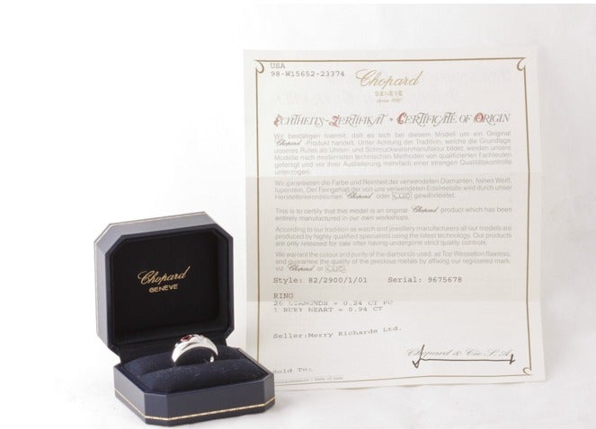 Contemporary CHOPARD Ruby and Diamond White Gold LOVE Ring