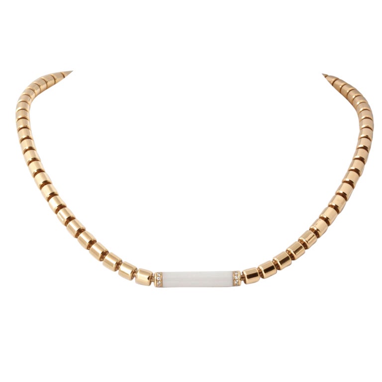 PIAGET Yellow Gold White Coral White Diamond Necklace For Sale