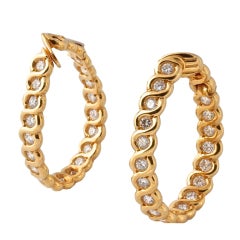 VAN CLEEF & ARPELS Diamond Yellow Gold Hoop Earrings