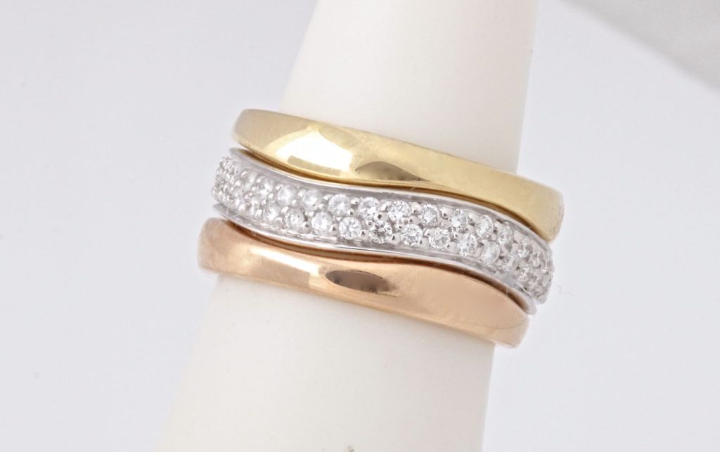 Women's CARTIER Diamond and Tricolor Gold Stackable Rings