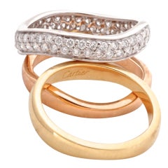 CARTIER Diamond and Tricolor Gold Stackable Rings