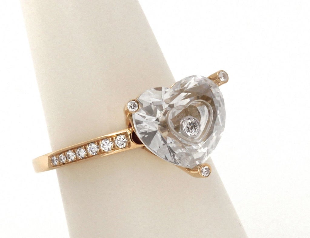 CHOPARD Rock Crystal Heart Stone Diamond Band "Happy" Ring
