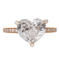CHOPARD Rock Crystal Heart Stone Diamond Band "Happy" Ring