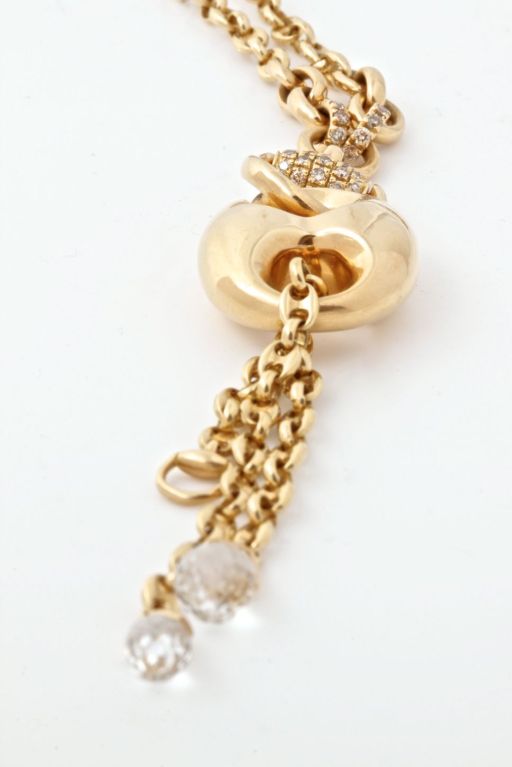 Gucci Diamond Sapphire Gold Horsebit Necklace 4
