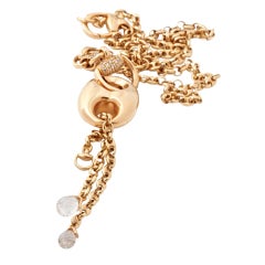 Gucci Diamond Sapphire Gold Horsebit Necklace