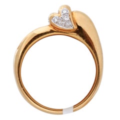 White Diamond Gold Heart Ring
