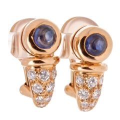 CHAUMET Diamond and Blue Sapphire Gold Huggie Earrings