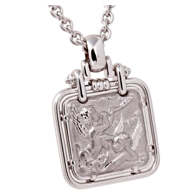 CARRERA Y CARRERA White Gold Pendant Necklace with Cherubs