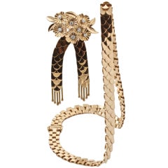 Diamond Gold Brooch and Necklace Set