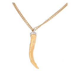 CARRERA Y CARRERA Diamond Gold Mini Ava Horn Necklace