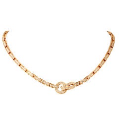 CARTIER AGRAFE Diamond Gold Necklace.