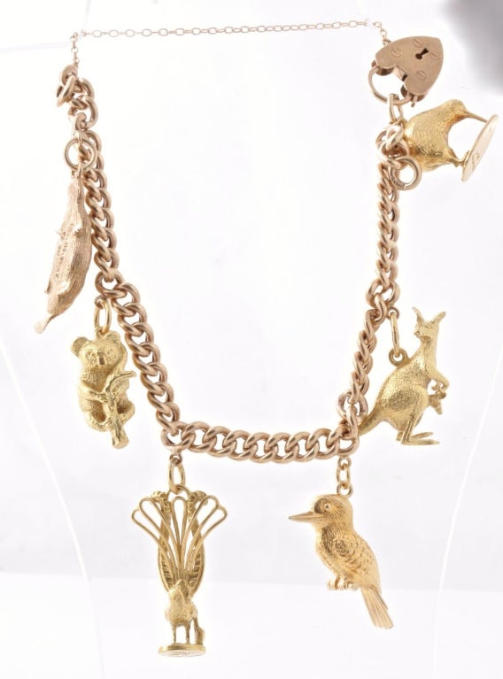 Australian Animal Gold Charm Bracelet For Sale 3