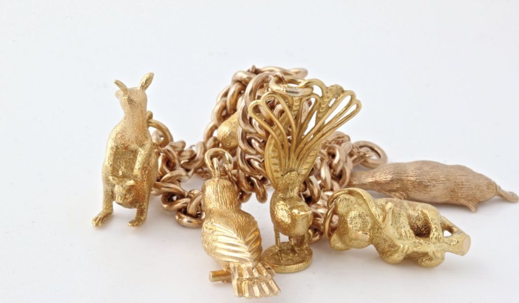 This is the most charming of charm bracelets. When seen from afar, It has a chunky, rustic look. But when you look at each animal closely, you can see the craftsmanship wit. Each animal has a ton of personality. They seem to be posing for a picture.
