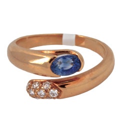BVLGARI Gold Sapphire Diamond Ring