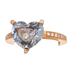 CHOPARD Diamond Gold Blue "Happy" Heart Ring