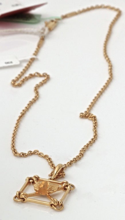 Women's CARRERA Y CARRERA Gold Framed Cherub Necklace For Sale