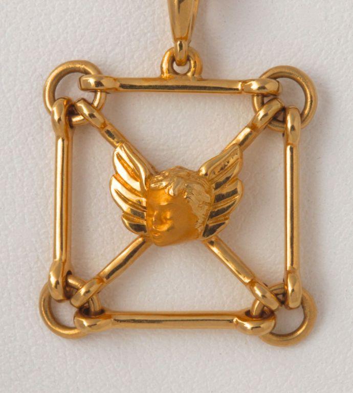 CARRERA Y CARRERA Gold Framed Cherub Necklace For Sale 4