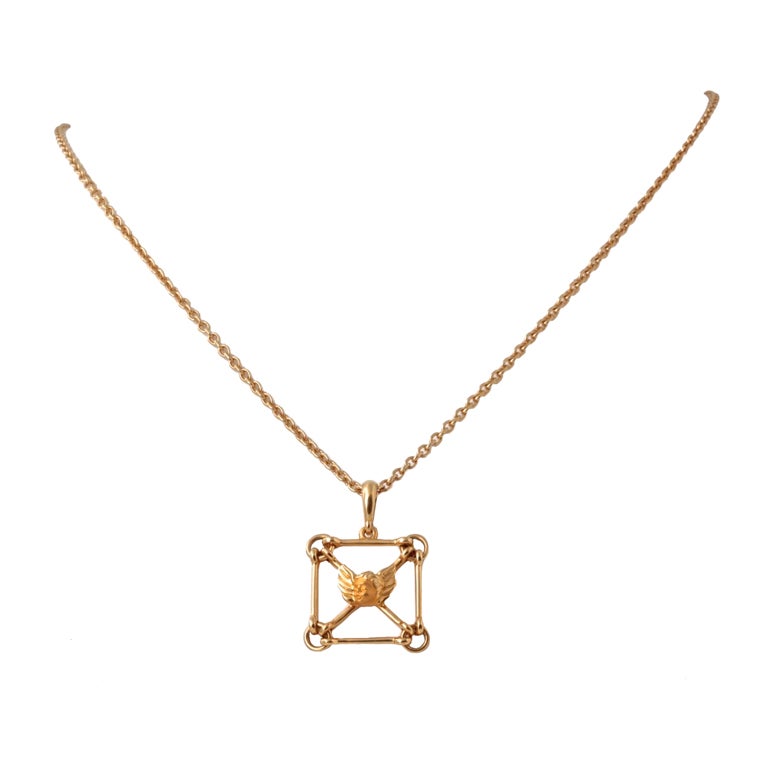 CARRERA Y CARRERA Gold Framed Cherub Necklace For Sale