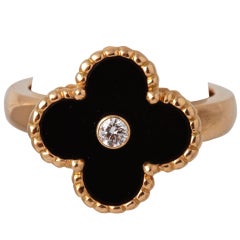 VAN CLEEF & ARPELS Diamond Gold Onyx  Ring