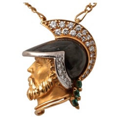 CARRERA Y CARRERA Diamond Gold Onyx Emerald Trojan Necklace