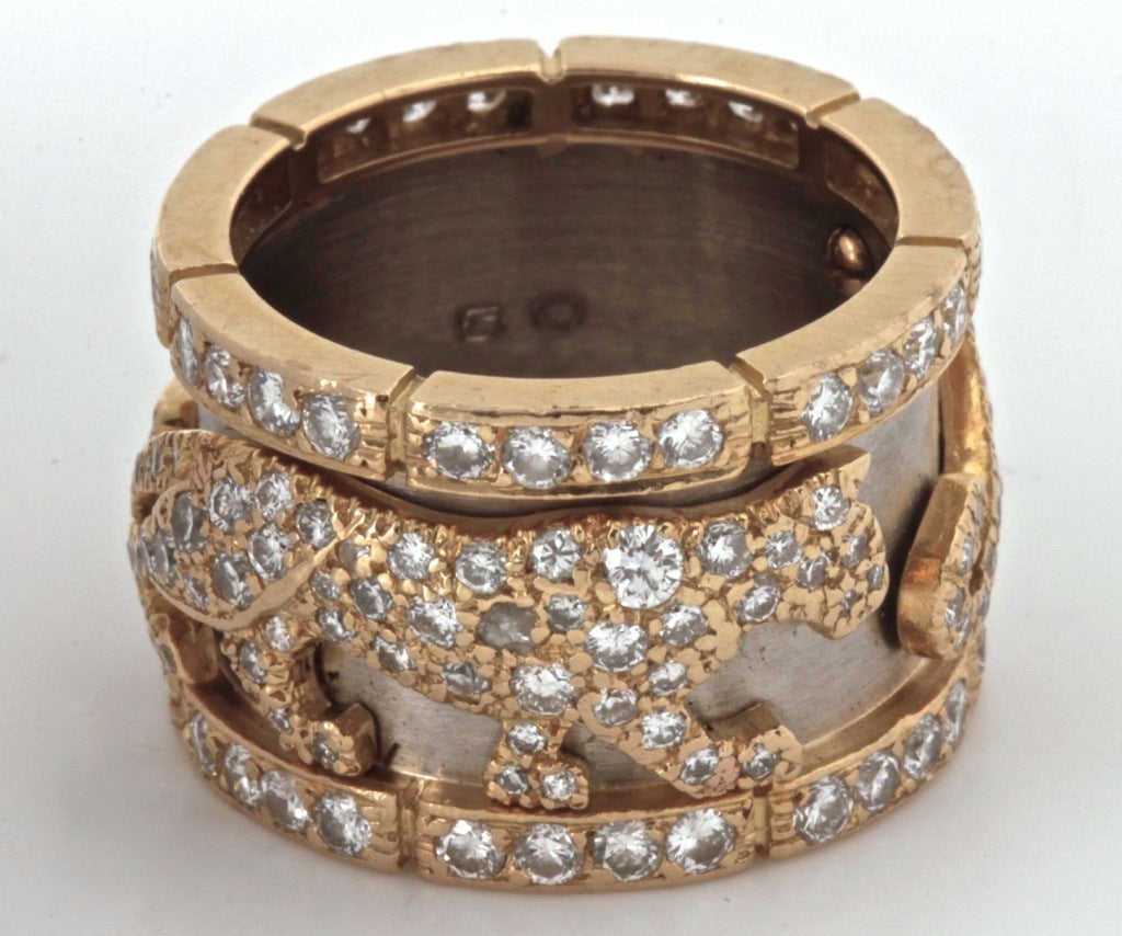 Contemporary CARTIER Diamond Gold Iconic Panther Ring