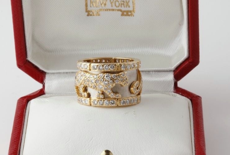 CARTIER Diamond Gold Iconic Panther Ring 1