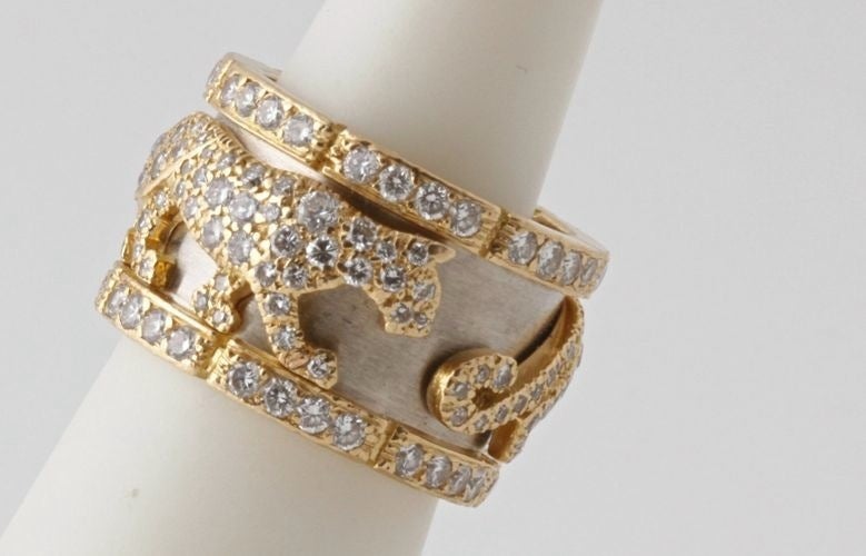 CARTIER Diamond Gold Iconic Panther Ring 4