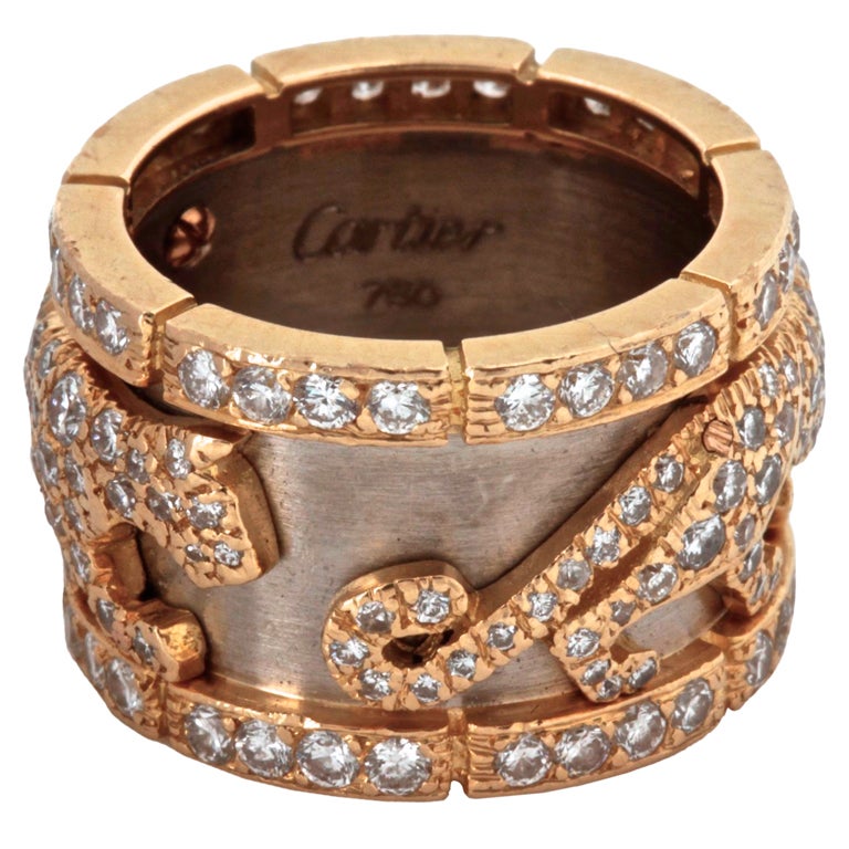 CARTIER Diamond Gold Iconic Panther Ring