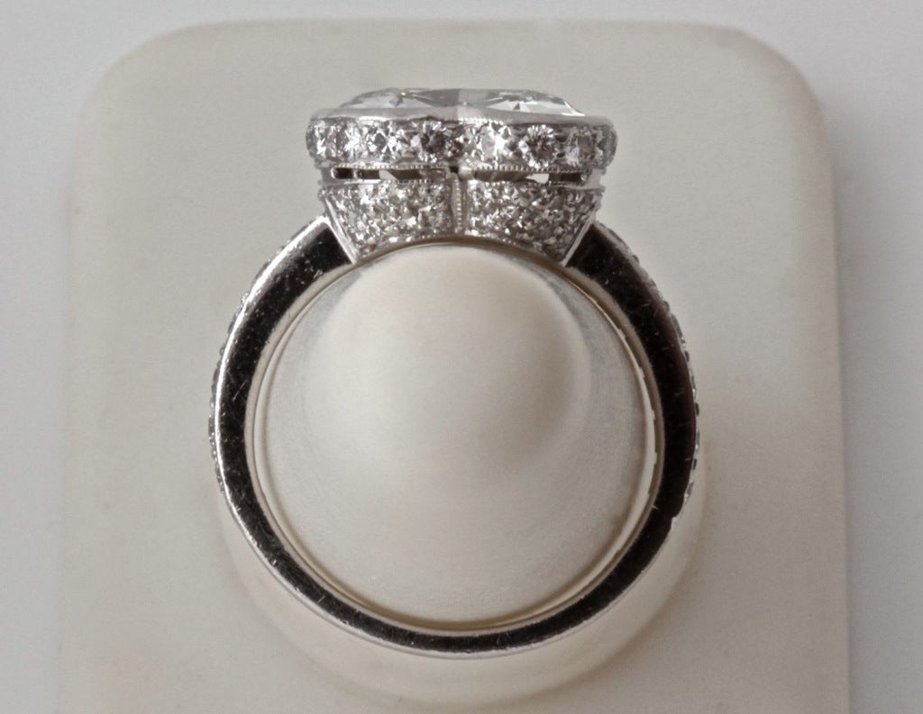 4.16 Heart-Diamond Platinum Ring For Sale 5