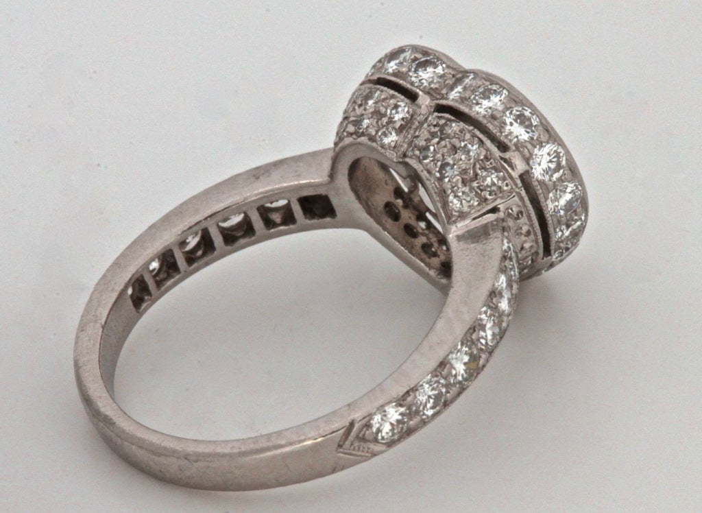 4.16 Heart-Diamond Platinum Ring For Sale 1