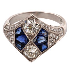 Diamond Sapphire Platinum Ring