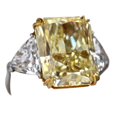 14.29 Fancy Yellow Diamond Platinum Gold Ring