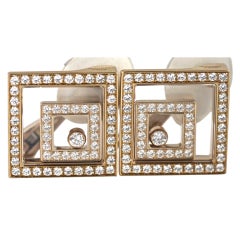 CHOPARD Diamond Gold Happy Spirit Square Earrings