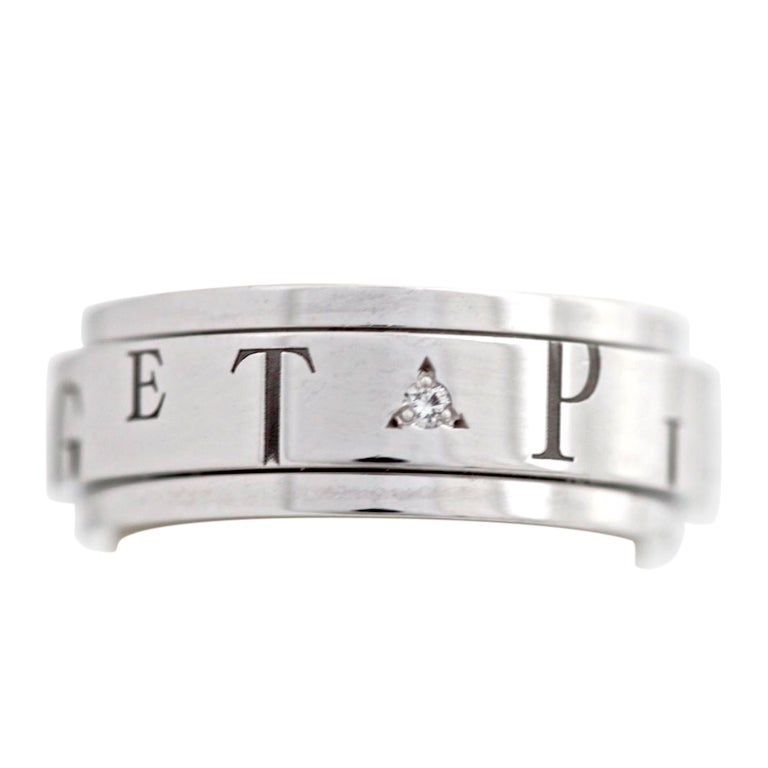 PIAGET Diamond White Gold Engraved Spin Ring For Sale