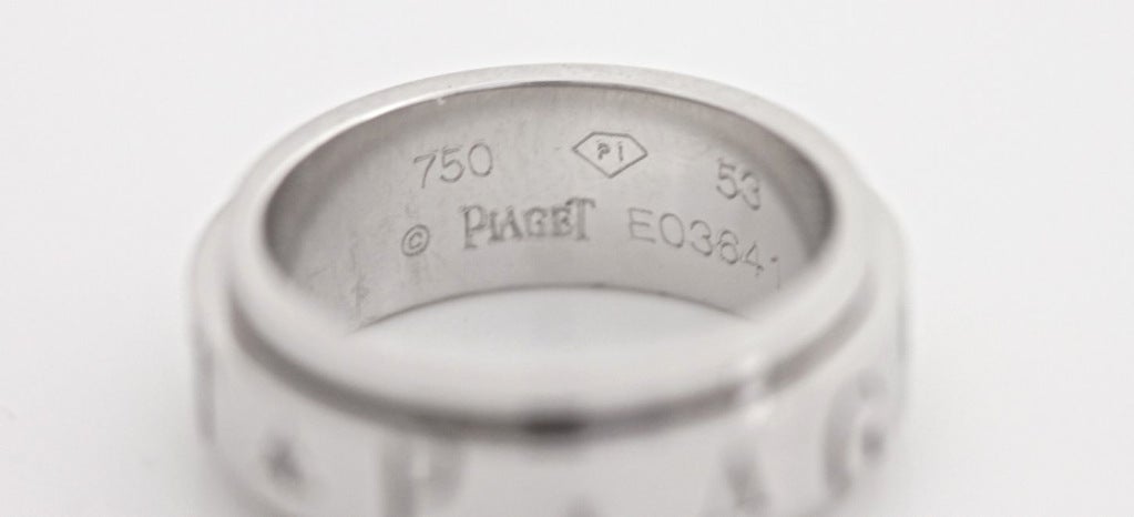 PIAGET Diamond White Gold Engraved Spin Ring In New Condition For Sale In Los Angeles, CA