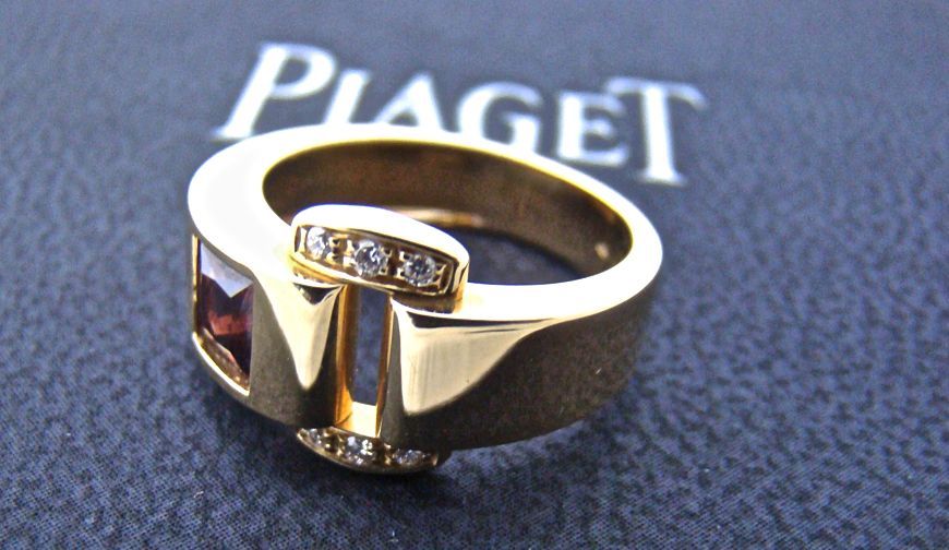 PIAGET Diamond Pink Tourmaline Gold Ring In New Condition For Sale In Los Angeles, CA