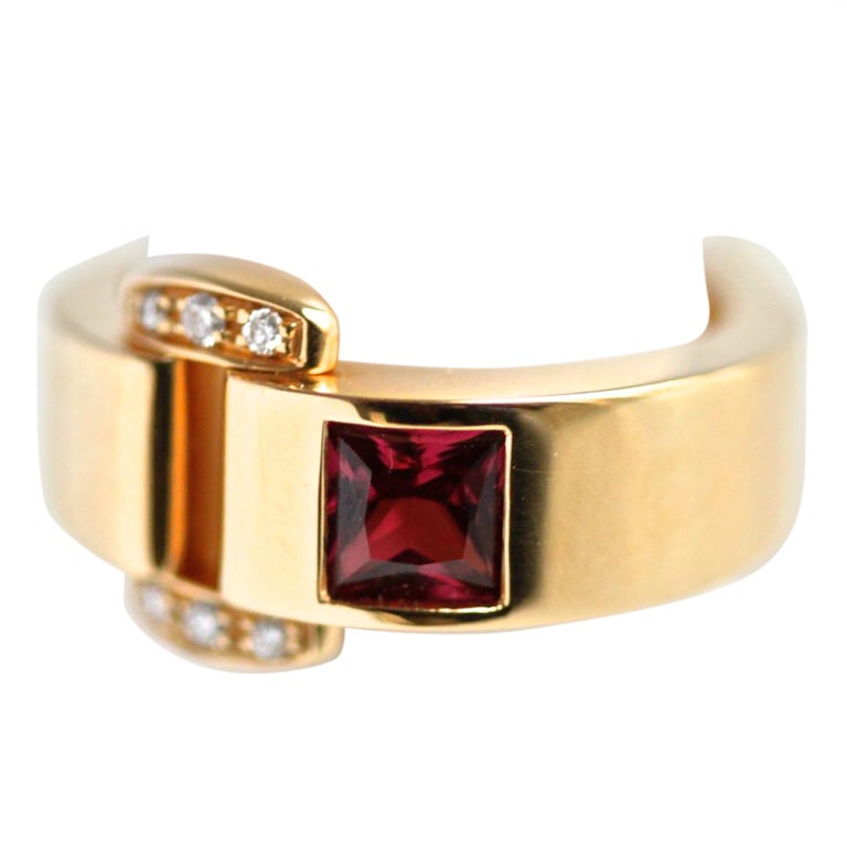 PIAGET Diamond Pink Tourmaline Gold Ring For Sale