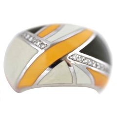ROBERTO COIN Diamond Gold Yellow Enamel Ring