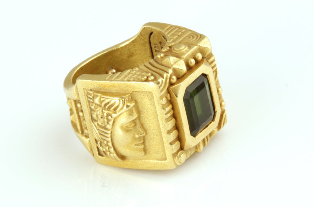 18k green gold and tourmaline 
