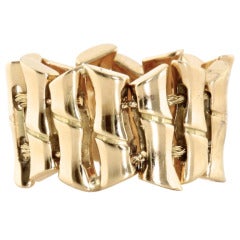 GUCCI Movable Link Gold Bamboo Ring Size 5.5