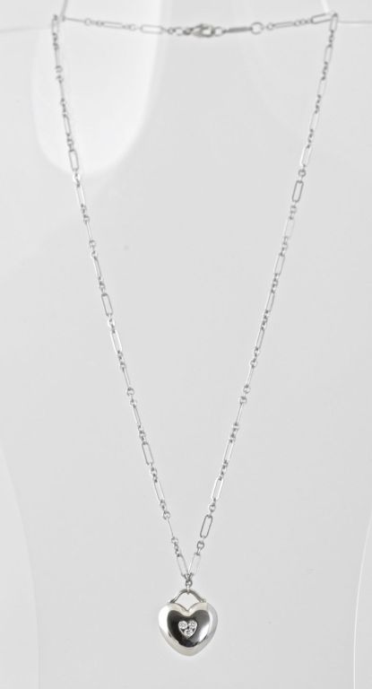 Women's TIFFANY & CO. Diamond White Gold Heart Necklace For Sale