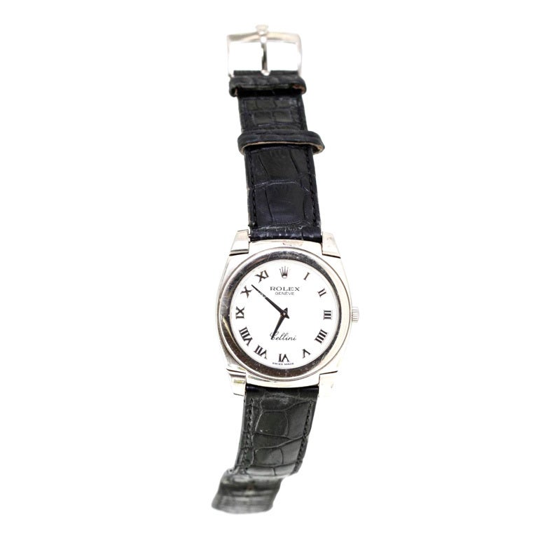 Rolex White Gold Cellini Cestello Wristwatch circa 2001 For Sale