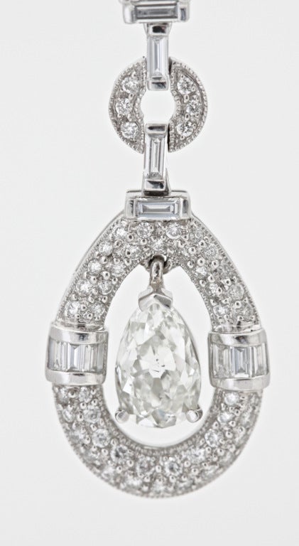 Pear Diamond Platinum Dangle Earrings